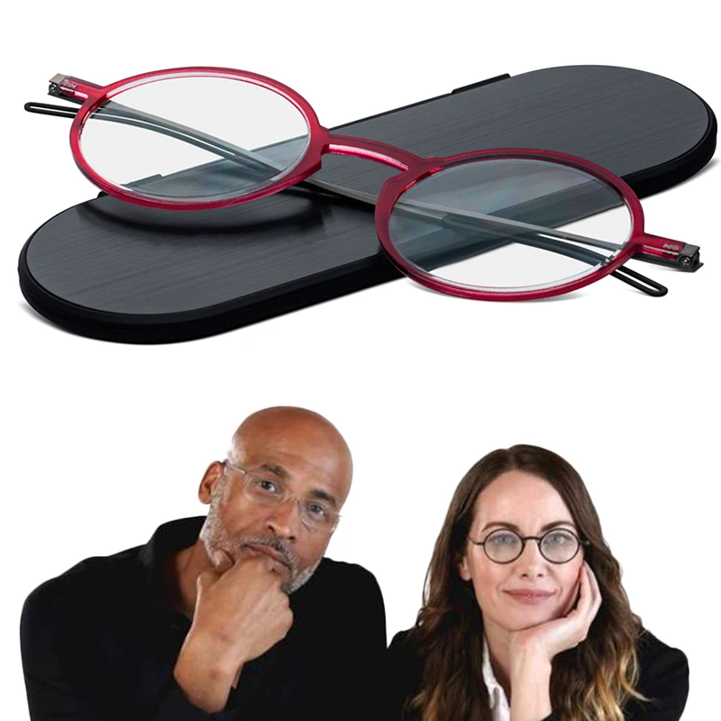 Reading Glasses Retro Round Unisex Eyeglasses Small Frame Magnifying Eyewear With Magnetic Case 1.0 1.5 2.0 2.5 3.0 3.5 4.0