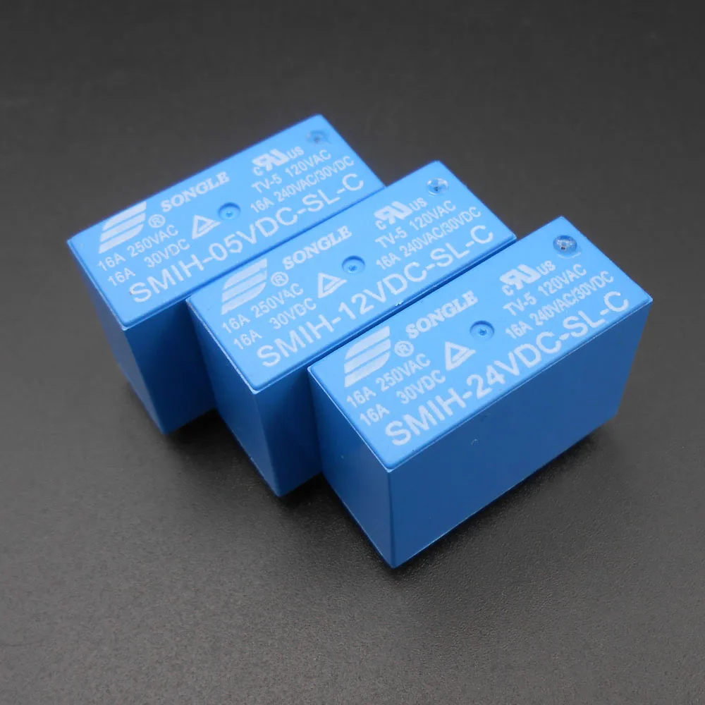 

10Pcs SONGLE Power Relay 8 Pins SMIH-05VDC-SL-C SMIH-12VDC-SL-C SMIH-24VDC-SL-C SMIH DC 5V 12V 24V 16A 8-Pin Conversion *FD704-6