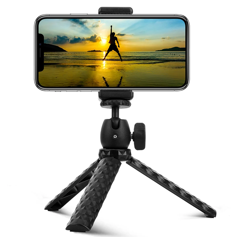 QZSD Mini Tripod Lightweight Table Top Stand With Phone Mount Cilp for Phone iPhone Samsung etc. Smartphones DV Compact Camera