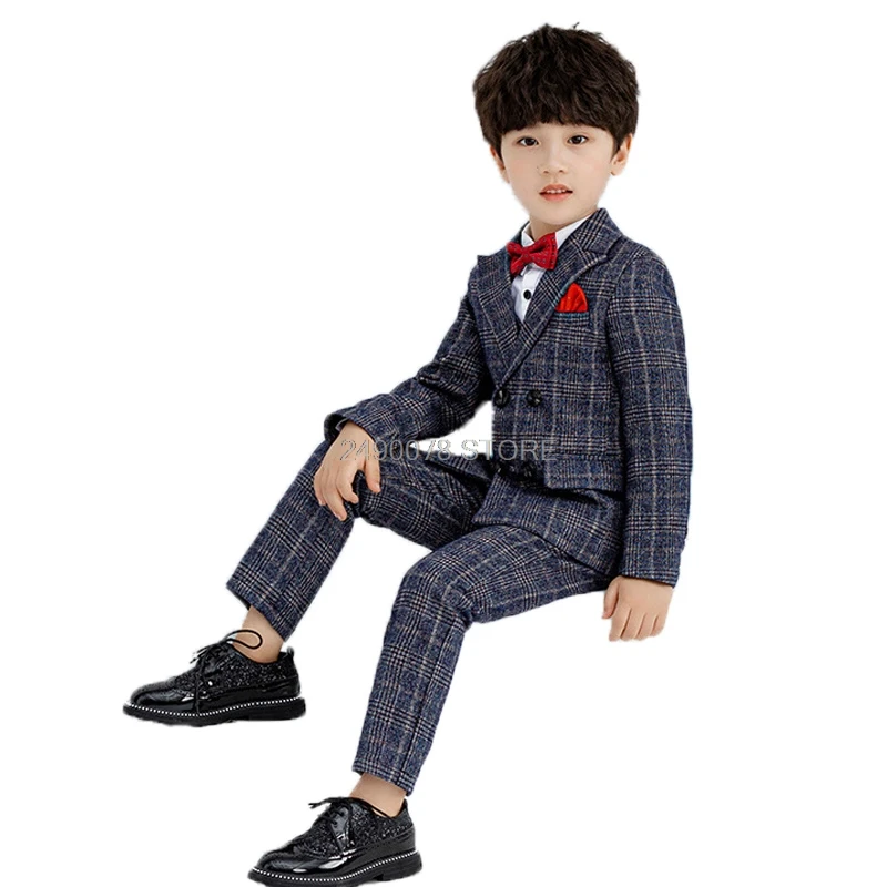 

Flowers Boys Graduation Suit Formal Jacket Vest Pants Children Wedding Suit Kids Party Tuxedo Dress ceremony Costumes 2-13Y