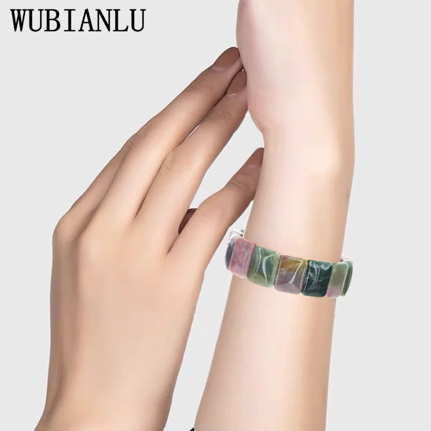 

WUBIANLU Natural Agates Elastic Bracelet In Jewelry Multi Element Stone Collocation 8 Shapes Selected Fashion Best Selling