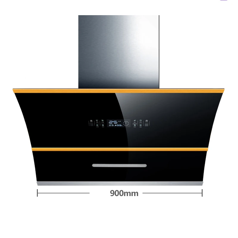 220V ติดผนังสูงดูดช่วง Hood 360W ครัวเรือนสแตนเลสแบบ Dual-Motor ด้านข้างดูดห้องครัว touch Range Hood