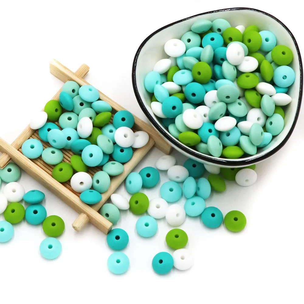 BOBO.BOX 30pcs Silicone Lentils Beads 12mm Baby Abacus Teething Bead BPA Free DIY Newborn Oral Care Pacifier Chain Teether Pearl