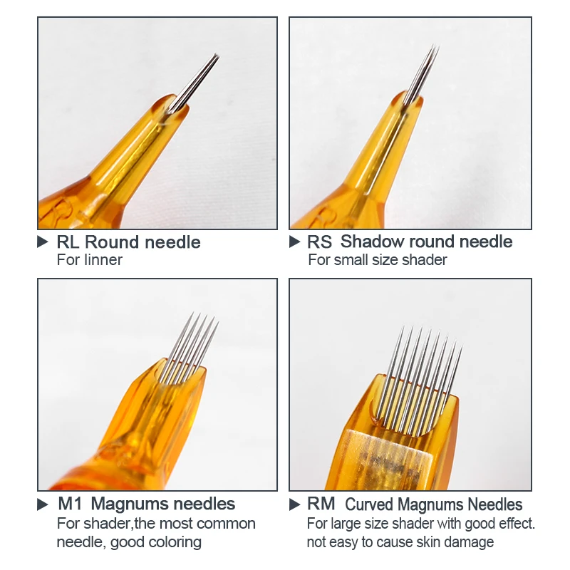 Agulhas para máquina de tatuagem, cartuchos Agulha, Forro e Shader, Machine Grips, RL, RS, M1, RM
