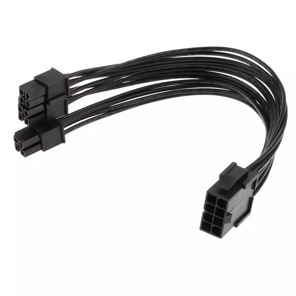 20Cm Cpu 8Pin Om 8 + 4pin Voeding Verlengkabel Cord Lead Mouw Zwart