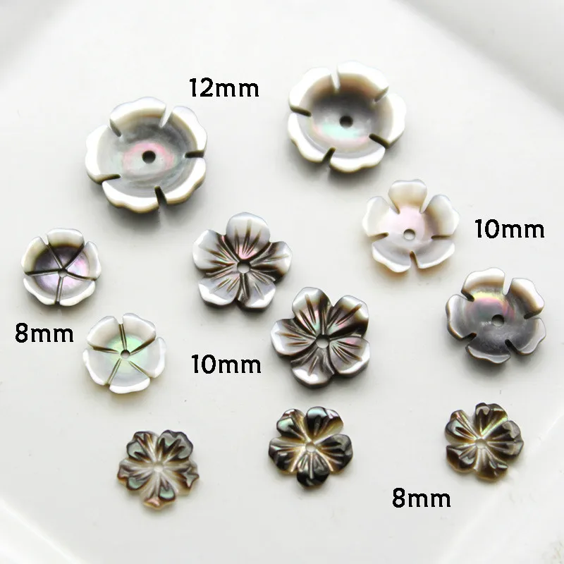 

5pcs / pack Natural Black Pearl Shell Carved Bowl Flower Bauhinia Jewelry DIY Hair Clip Brooch Earring Jewelry Accessories
