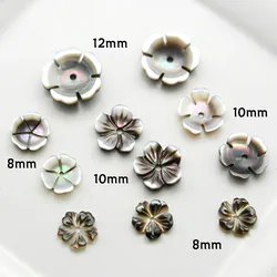 5pcs / pack Natural Black Pearl Shell Carved Bowl Flower Bauhinia Jewelry DIY Hair Clip Brooch Earring Jewelry Accessories