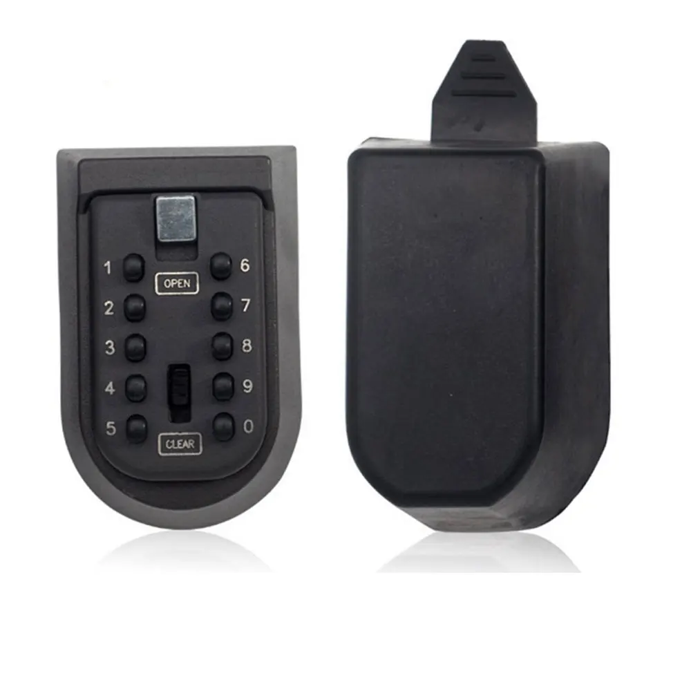 Metal wall-mounted outdoor key box 10 digits button combination password key safe with reset password key holder