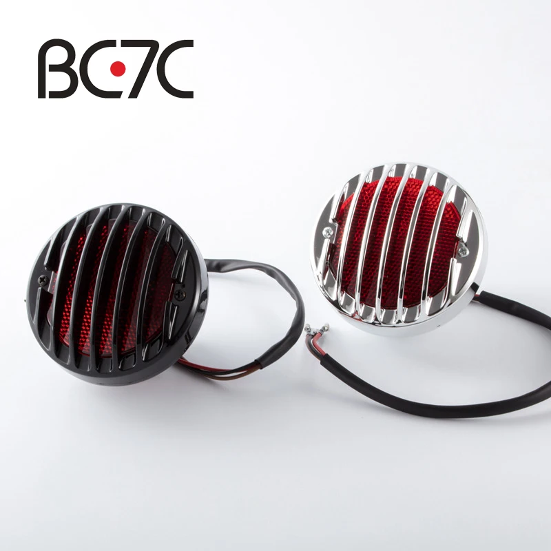 Motorcycle Accessories Black Round Grill Retro Brake Taillight License Plate Lamp For Suzuki Harley Bobber Chopper Custom