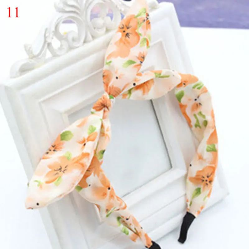 Cute Rabbit Ears Headband Hair Hoop Floral Dot Striped Non-Slip Hairband Women Makeup Washing Face Bow Turban Hair Accessories