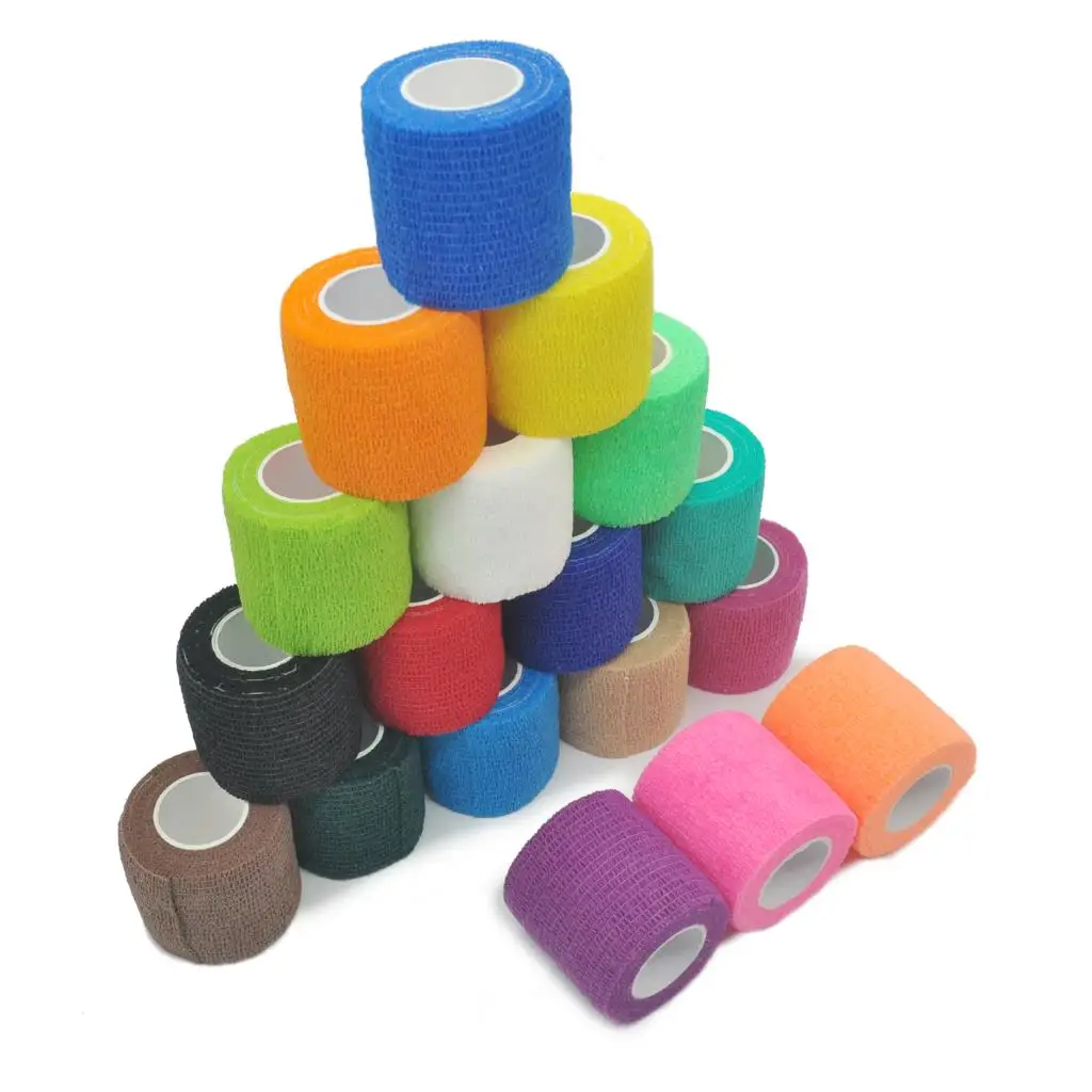 1/6Pcs 5cmSelf Adhesive Tattoo Grip Bandage Elastic Non-woven Bandage Disposable Tattoo Bandage Grip Tape Finger Protection