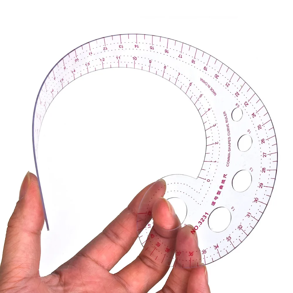 Regla curva francesa transparente de plástico en forma de Coma larga, material de papelería, asequible, 11,8 pulgadas