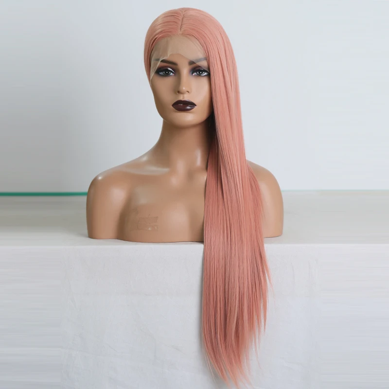 Charisma Long Straight Hair Pink Wigs Natural Hairline Synthetic Lace Front Wig Cosplay Wigs For Women Lace Wig