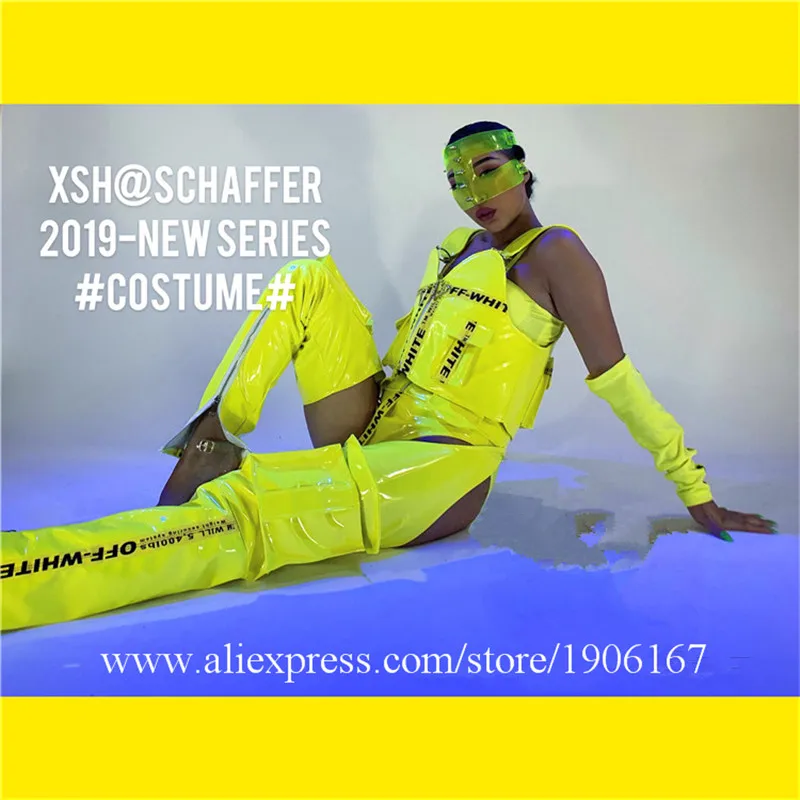 Halloween Christmas Fluorescent Ballroom Costumes Nightclub Bar Sexy Lady Dance Clothes Glasses Party Stage Performance Suit