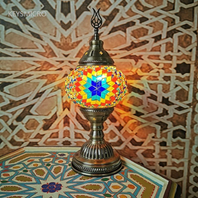 Turkish Mosaic Table Lamp Vintage Deco Handcrafted Lamparas De Mesa Glass Romantic Bed Light Lamparas Con Mosaicos Night Light