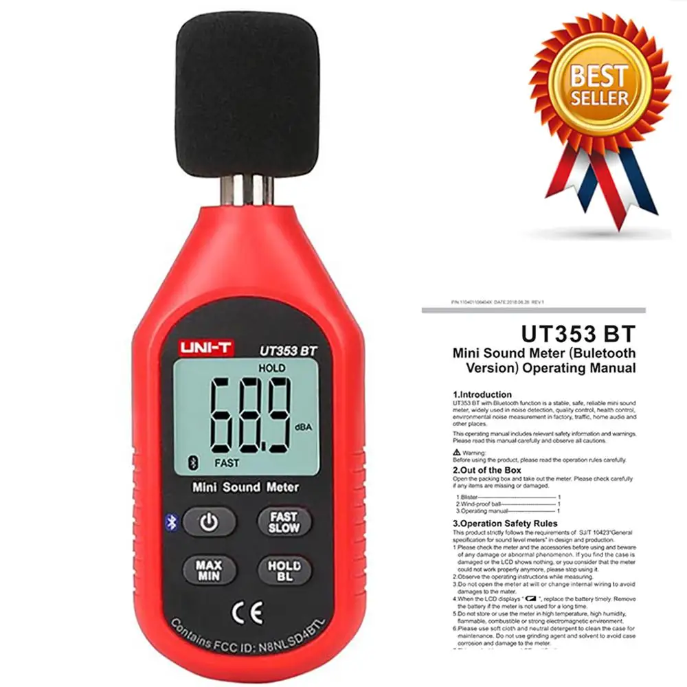 

UNI-T UT353BT Sound Level Meter Digital Bluetooth Noise Meter Tester 30-130dB Decibel Monitoring Sound Level Meters.