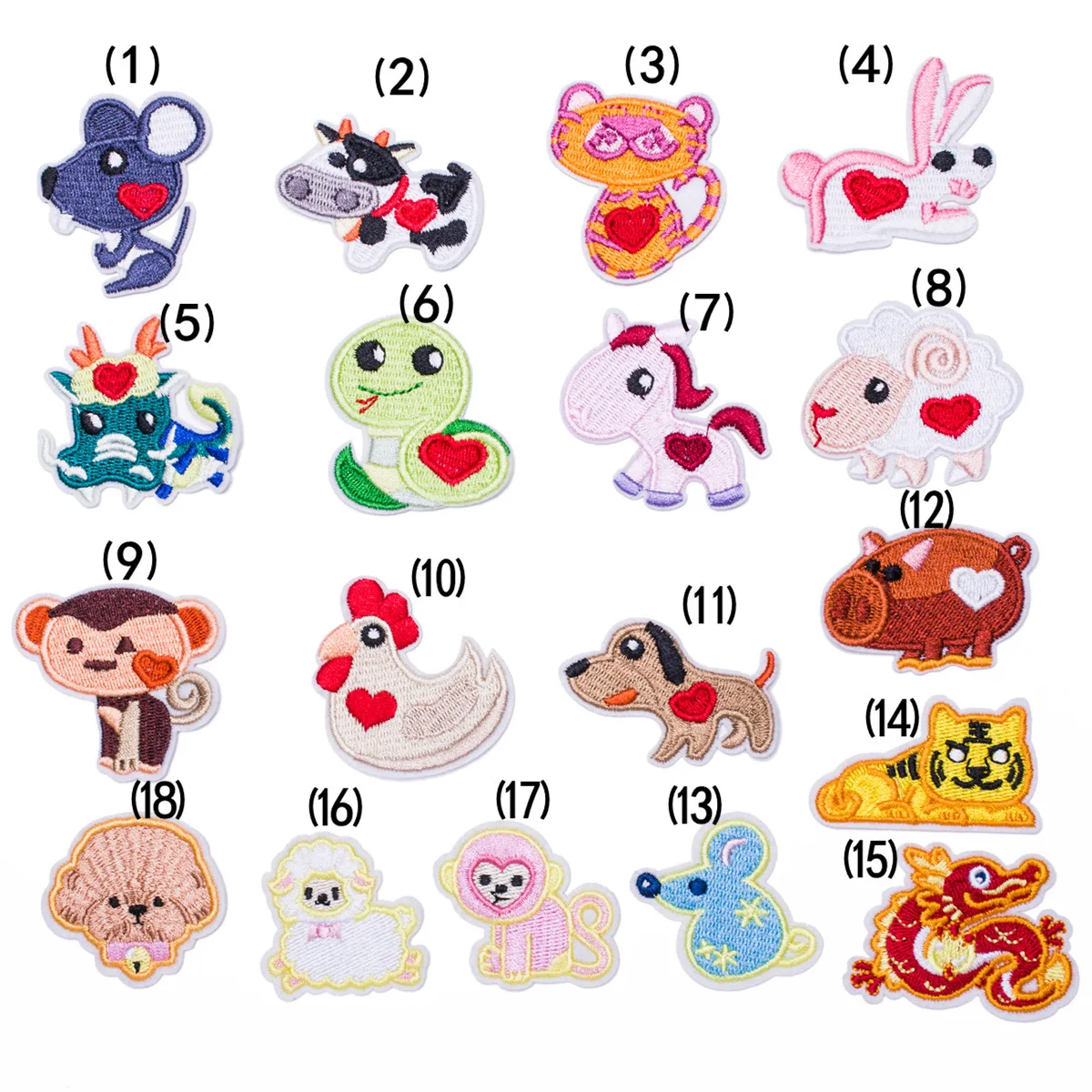 Cute Cartoon Zodiac Animal Cloth Patch Patch Baby Clothes Down Jacket Decoration Accessories Patch