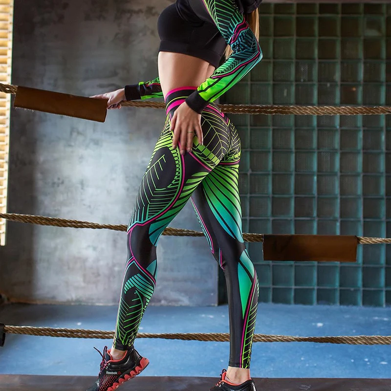 

Print Women Yoga Pants Tight Leggings Fitness Clothing Seamless Sport Pants Breathable Running Hip raise Professional Sportswear