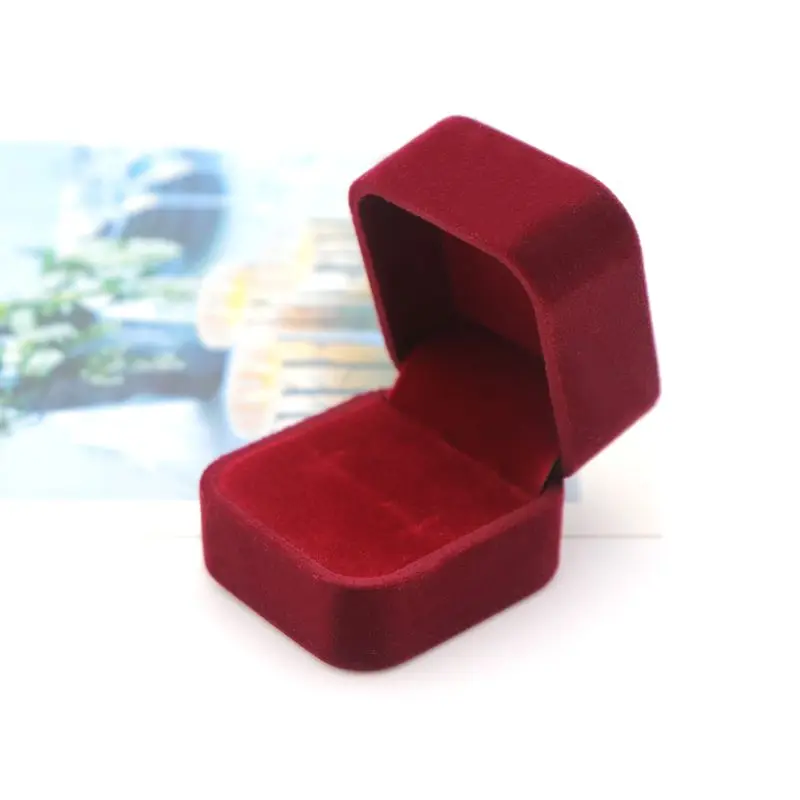 Samt Quadrat Rosa Blau Rot Verlobung Hochzeit Ring Box Kleine Schmuck Geschenk Verpackung Schmuckstück Lagerung Display Halter Großhandel