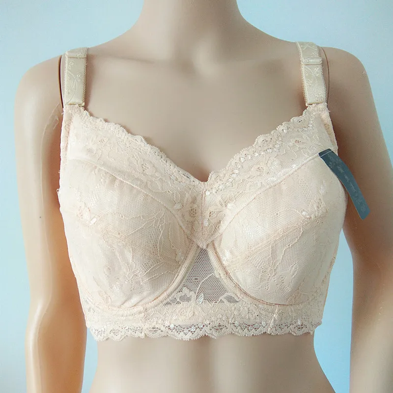 Bralette de encaje con aros para mujer, ropa interior Sexy de talla grande 34-48, sujetador íntimo, Copa B, C, D, E, F, G, H