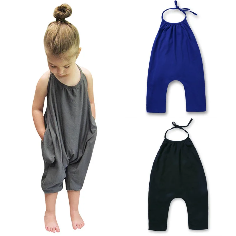 Dívčí ohlávka rompers děťátko léto bavlna dětské oblečení bodysuits kids' jednodílné batole shortalls