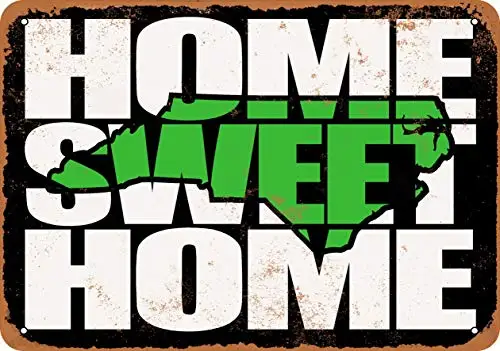 Metal Sign - Home Sweet Home North Carolina Black Green - Vintage Look Wall Decor for Cafe beer Bar Decoration Crafts