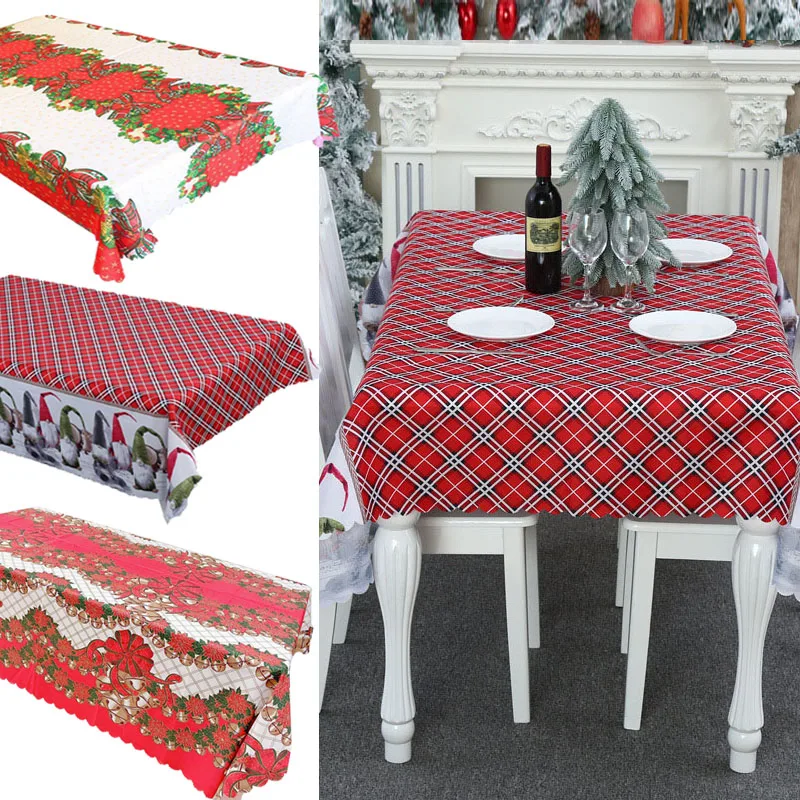 

150x180cm Christmas Tablecloth Santa Claus Table Cloth Rectangular Table Cover Waterproof Mat Room Home Party Wedding Decoration