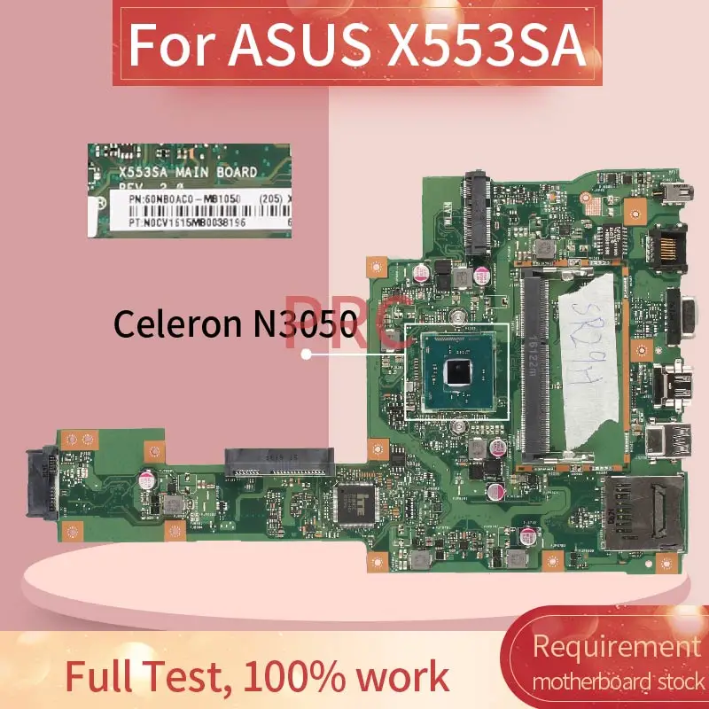 

X553SA For ASUS X553SA X553S X553SA F553S A553S Celeron N3050 N3060 Notebook Mainboard REV:2.0 DDR3 Laptop motherboard