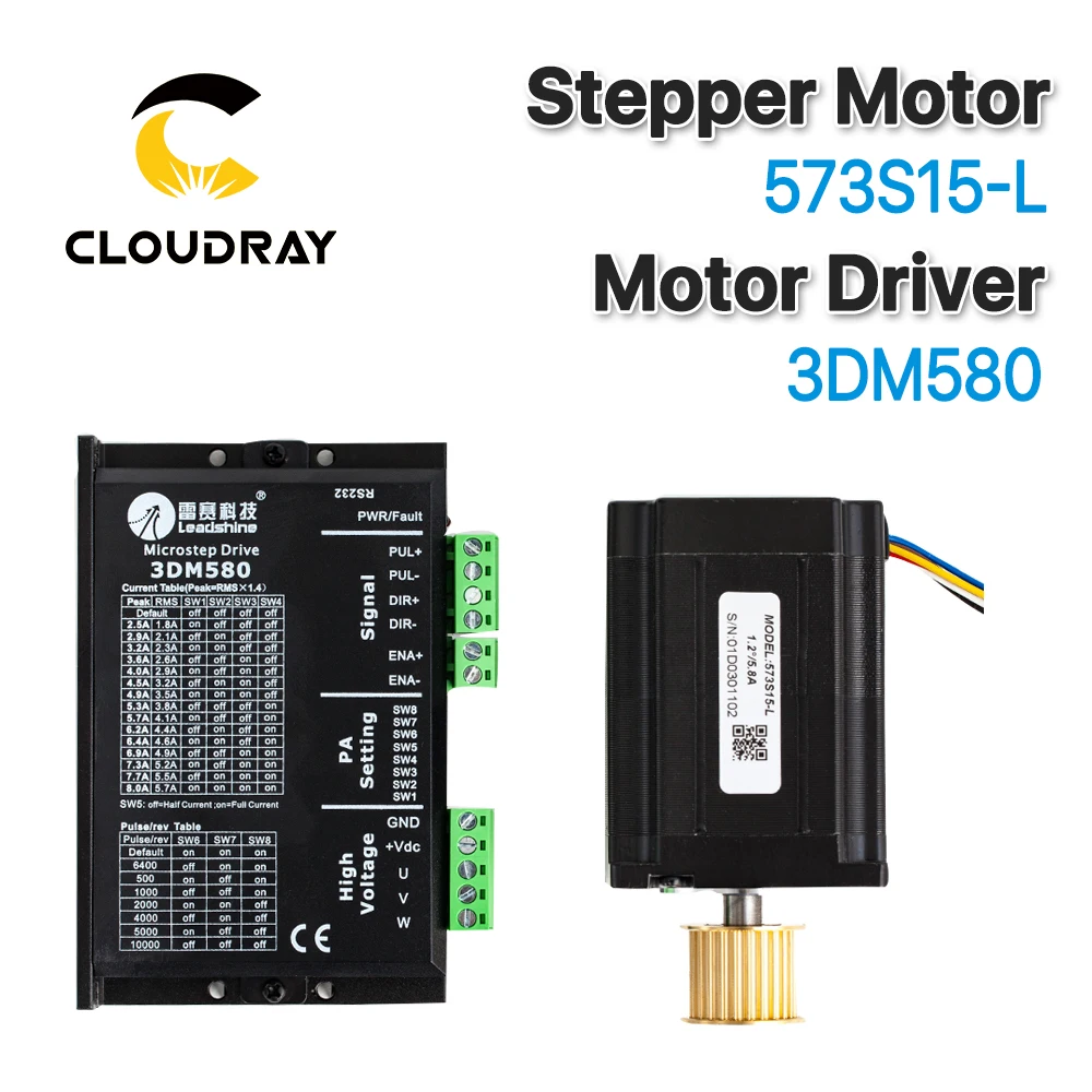 Leadshine Nema 23 Open Loop Stepper Motor Kit 3 Phase Stepper Motor 0.9N.m/1.5N.M 573S09-L-18/573S15-L-18+Driver 3DM580