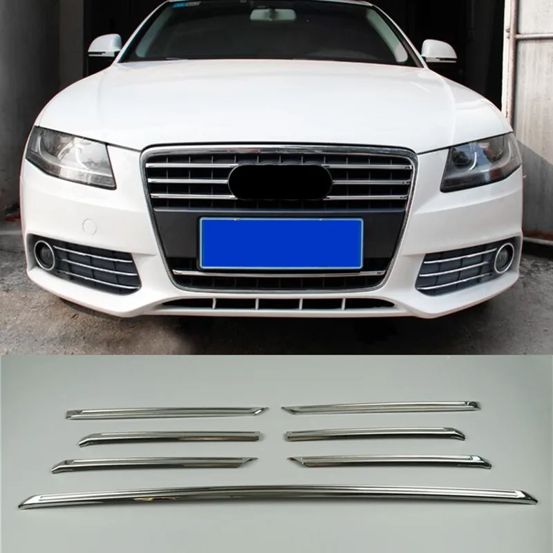 

Stainless Steel Front Grill Grille Decorative Cover Trim Strips For Audi A4 2009-2012 Car Front Fog Lamp Strips