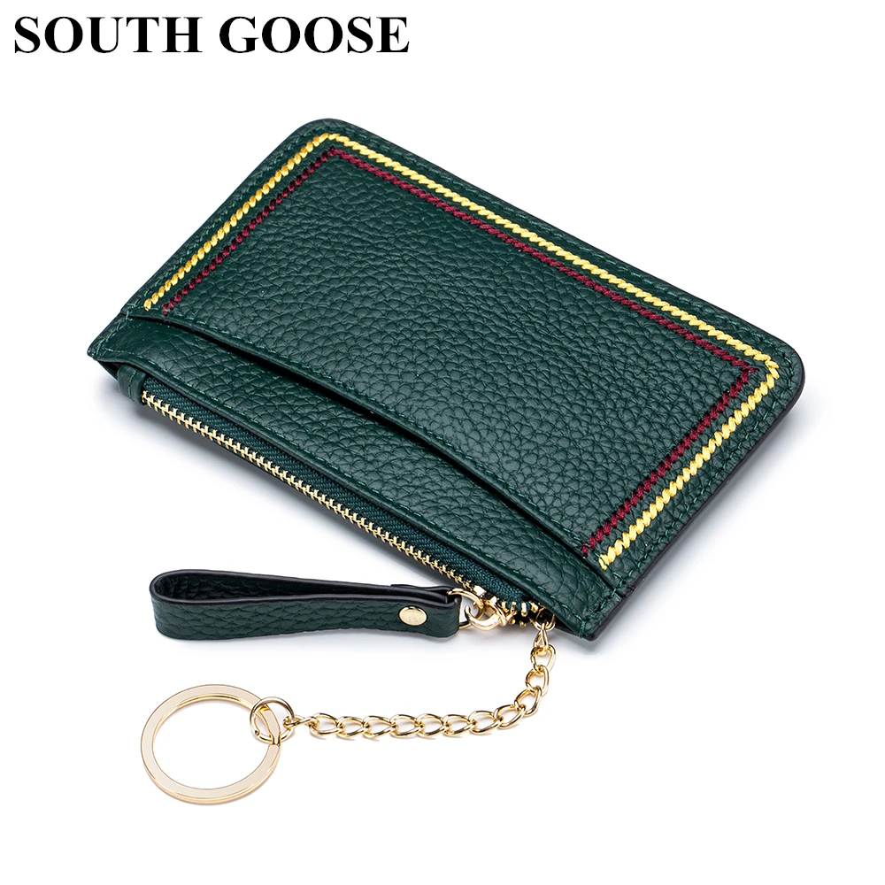 Genuine Leather Women Slim Coin Purse Multifunction Organizer Bag Card Key Holder Change Pouch Ladies Candy Small Money Bag