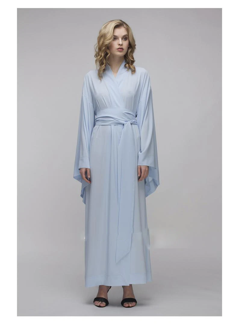 Satin Chiffon Sleepwear Custom Made One Piece Nightdress Long Sleeves Bathgown Chose Color From Chart