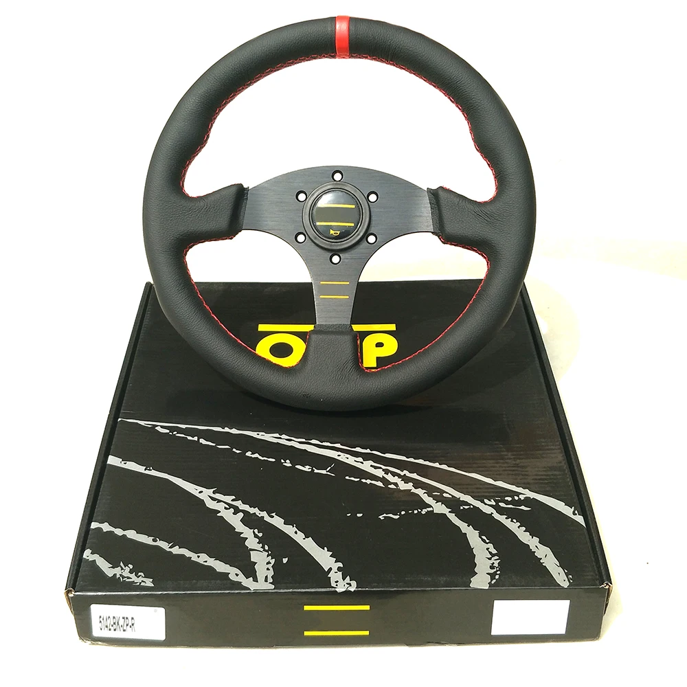 330mm 13インチ ユニバーサル フラット 本革 レーシング スポーツカー ステアリング ホイール