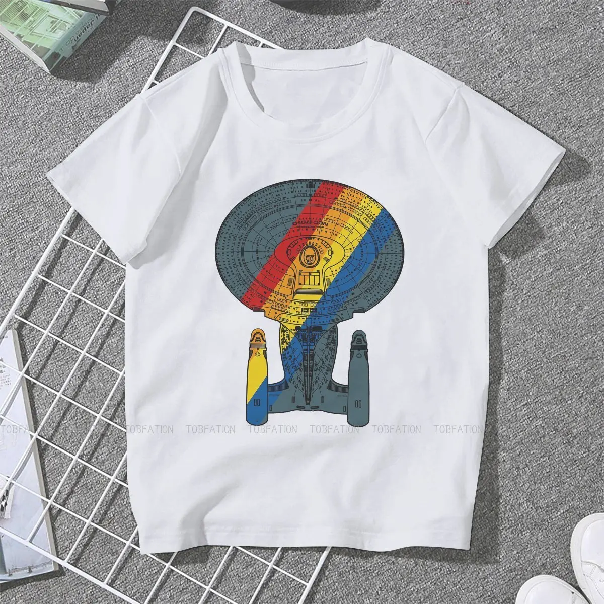 Ship Portrait Rainbow Female Shirts Stars Treke Space Science Oversized Vintage Women Top Harajuku Casual Feminine Blusas