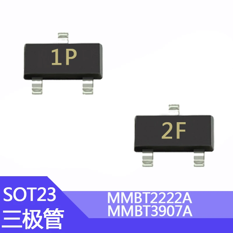 100pcs SMD Transistor MMBT2907A Transistor MMBT2222A Silkscreen 1P/2F Package SOT-23 PNP