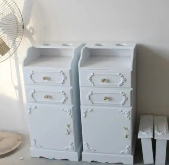 Kapsalon Wit Tool Kast Kapper Tool Kast Goud Met Ladeblok Föhn Rack Kast