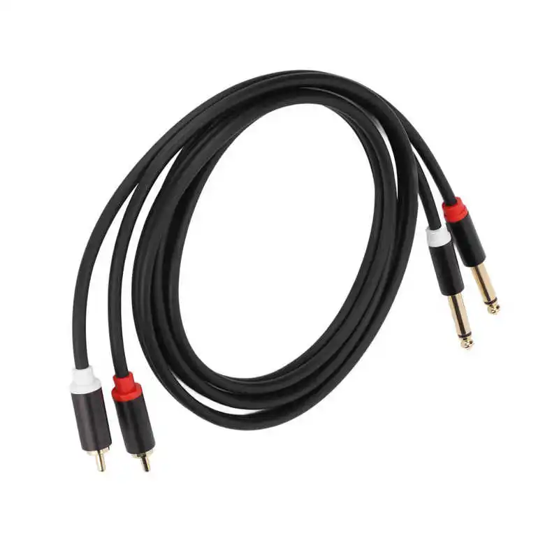 1/4in Dual RCA to Dual TS Cable 4.9ft 6.35mm 2 RCA Port to 2 TS Port Cable Stereo Interconnect Cord for CD DVD Digital Players