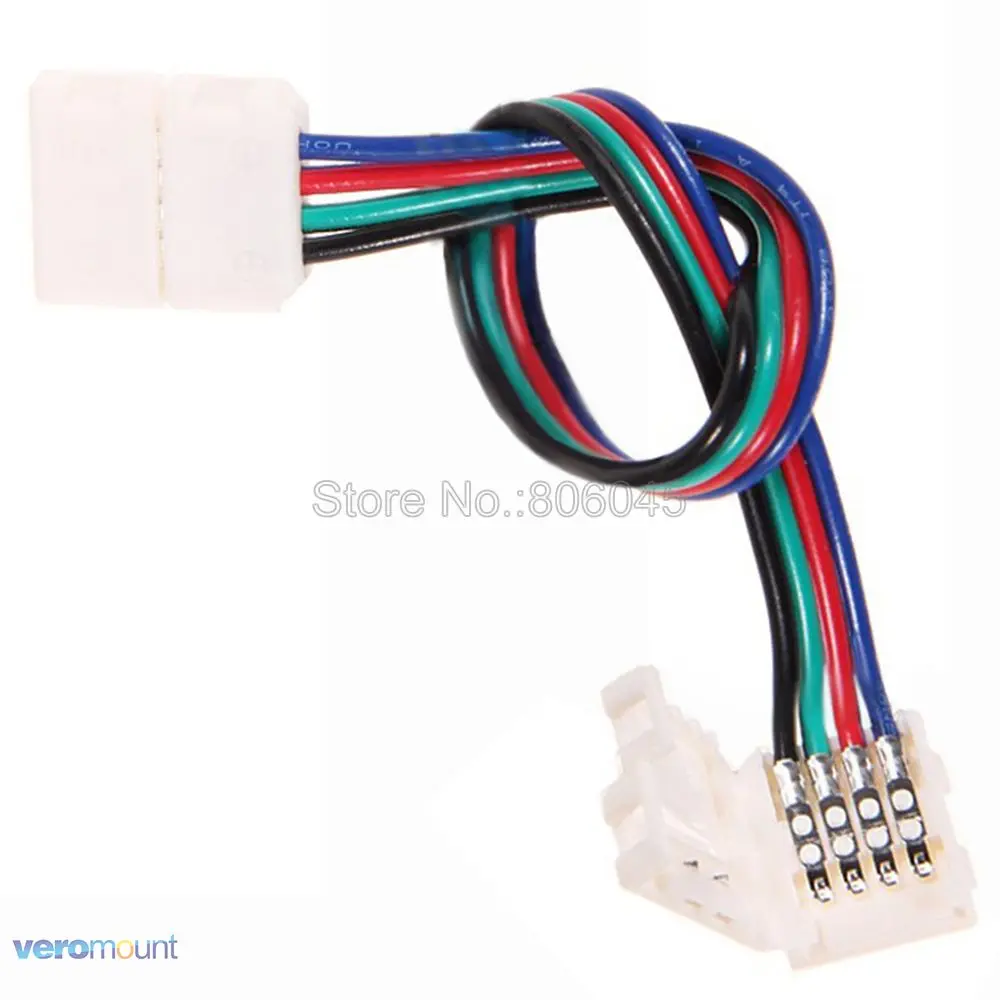 4Pin Solderless RGB LED Connector Cable 1-Way Strip to Controlller 2-Way Strip to Strip Connector for 10mm 5050 SMD RGB Strips