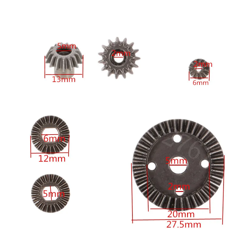 16Pcs Metal Differential Gear Set 12T 15T 24T 38T For RC Hobby Model Car 1/18 Wltoys A959 A969 A979 A929 Hopup Spare Parts