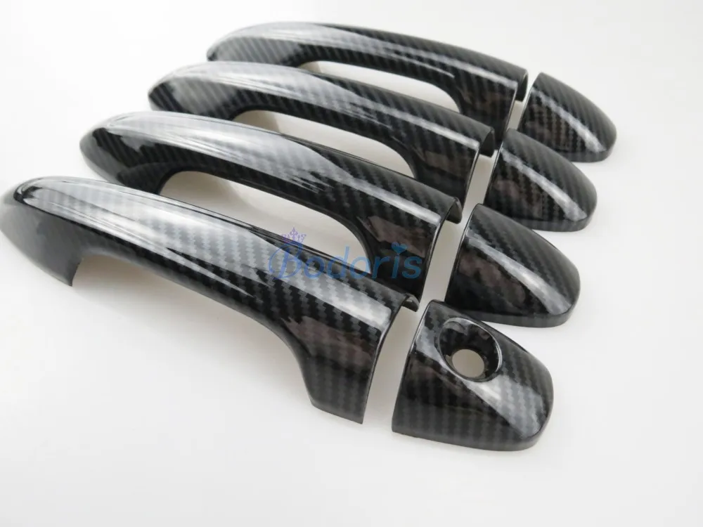 Chrome Car Styling Carbon Fiber Door Handle Cover Overlay Trim 2014 2015 2016 2017 For Toyota RAV4 XA40 Accessories