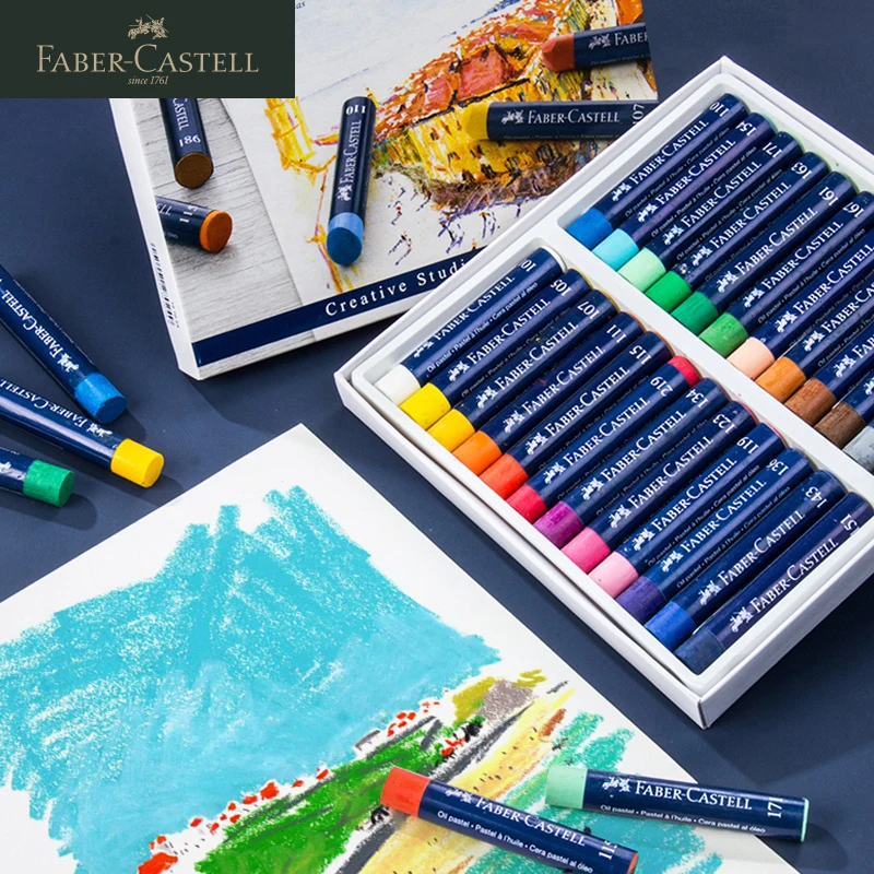 

Faber Castell 1270 Professional Soft Oil Pastel/Crayon/Stick/Wax Blue Box 12/24/36 colors Painting Hand-painted Master Pastels