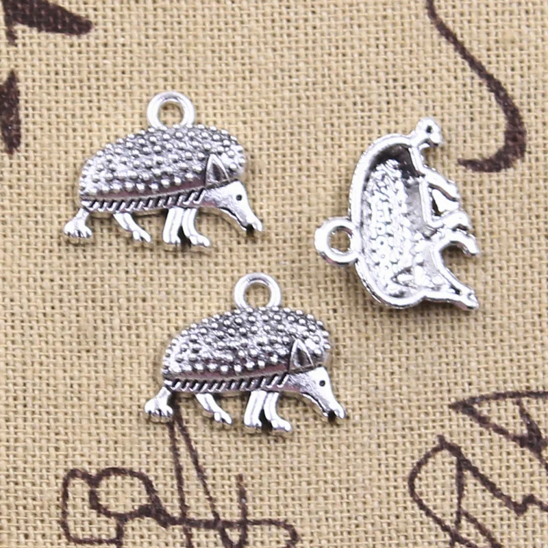 30pcs Charms Animal Hedgehog Porcupine 14x17mm Antique Silver Color Pendants DIY Crafts Making Findings Handmade Tibetan Jewelry