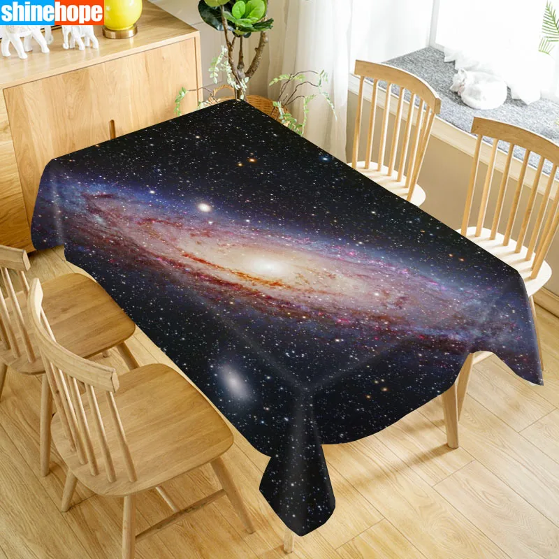 Galaxy Table Cloth Oxford Print Waterproof Oilproof Home Rectangular Party Table Cover 100X140cm/140X250cm