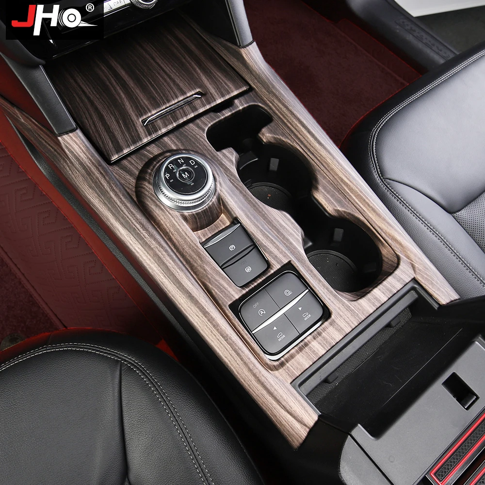 JHO ABS Peach Wood Grain Gear Shift Cup Holder Panel Overlay Cover Trim For Ford Explorer 2020 XLT Limited Car Accessories