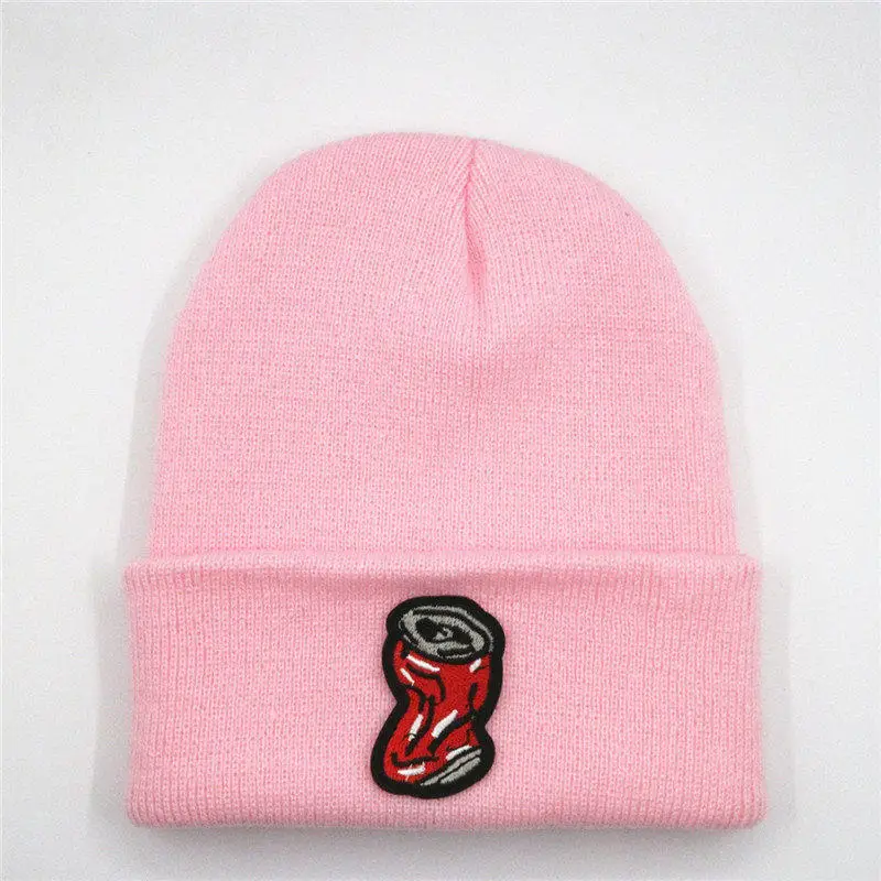

2020 Cotton Drink Bottle Embroidery Thicken Knitted Hat Winter Warm Hat Skullies Cap Beanie Hat for Men and Women 23
