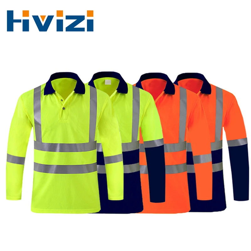 Safety T Shirt Reflective High Visibility Shirt Long Sleeve Yellow Lime Multi-size Breathable Road Construction Shirt for Men