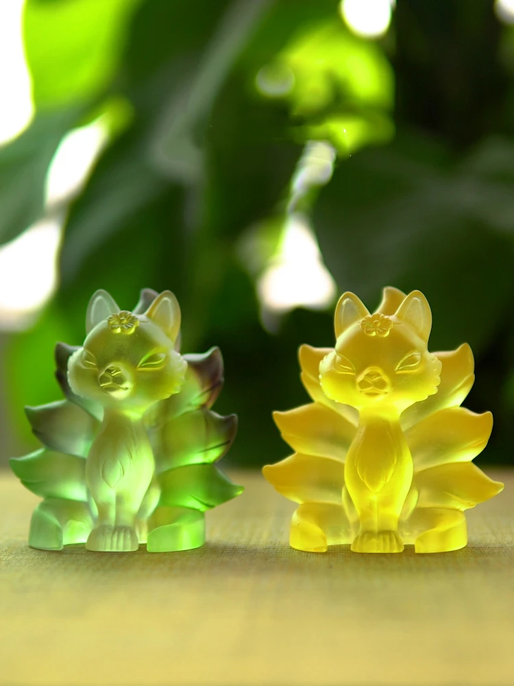 

Ancient methods glass, Nine Tailed Fox fairy, little fox ornaments, Zhaowang peach blossom wedding ornaments