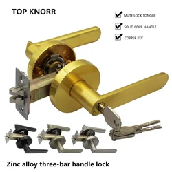 TOPKNORR  Handle Lock Cylinder Boor Handle Interior Anti-theft Boor Lock Gold Lock With Key Room Bedroom Mute Mounted Hand Lock