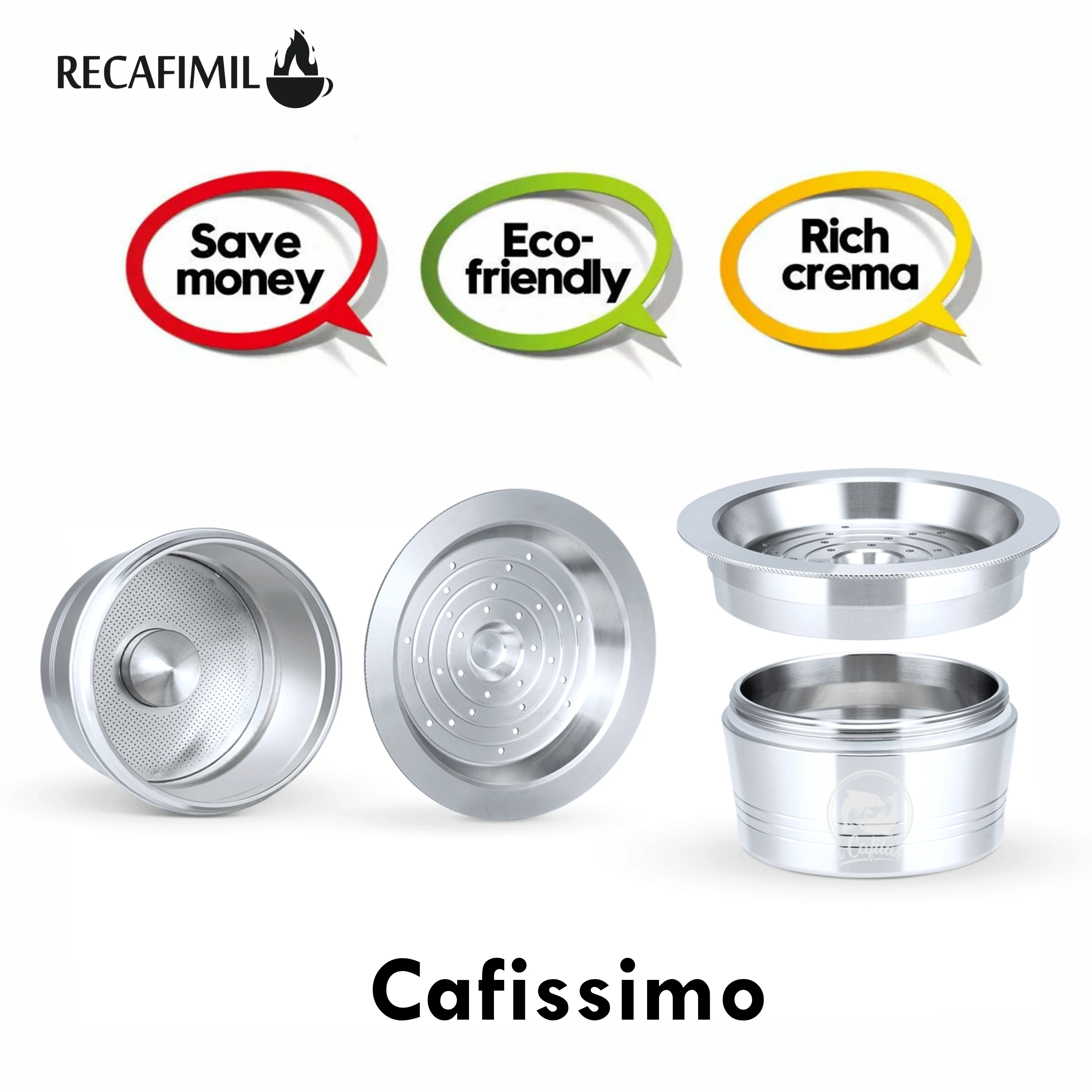 RECAFIMIL-cápsula de café reutilizable de acero inoxidable, filtro para máquina de café Tchibo Cafissimo Caffitaly