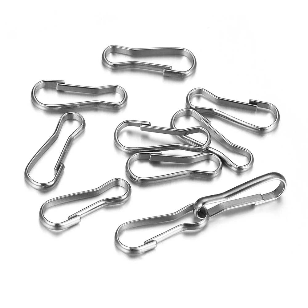 30pcs Stainless Steel Snap Spring Clip Clasp Keychain Buckle Hooks Rings Lanyards Hanging Keychaine Keyring Connector Accessory